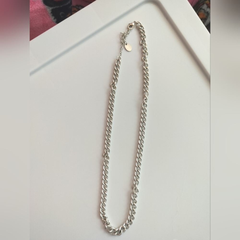 Simple Silver Necklace from Claire's